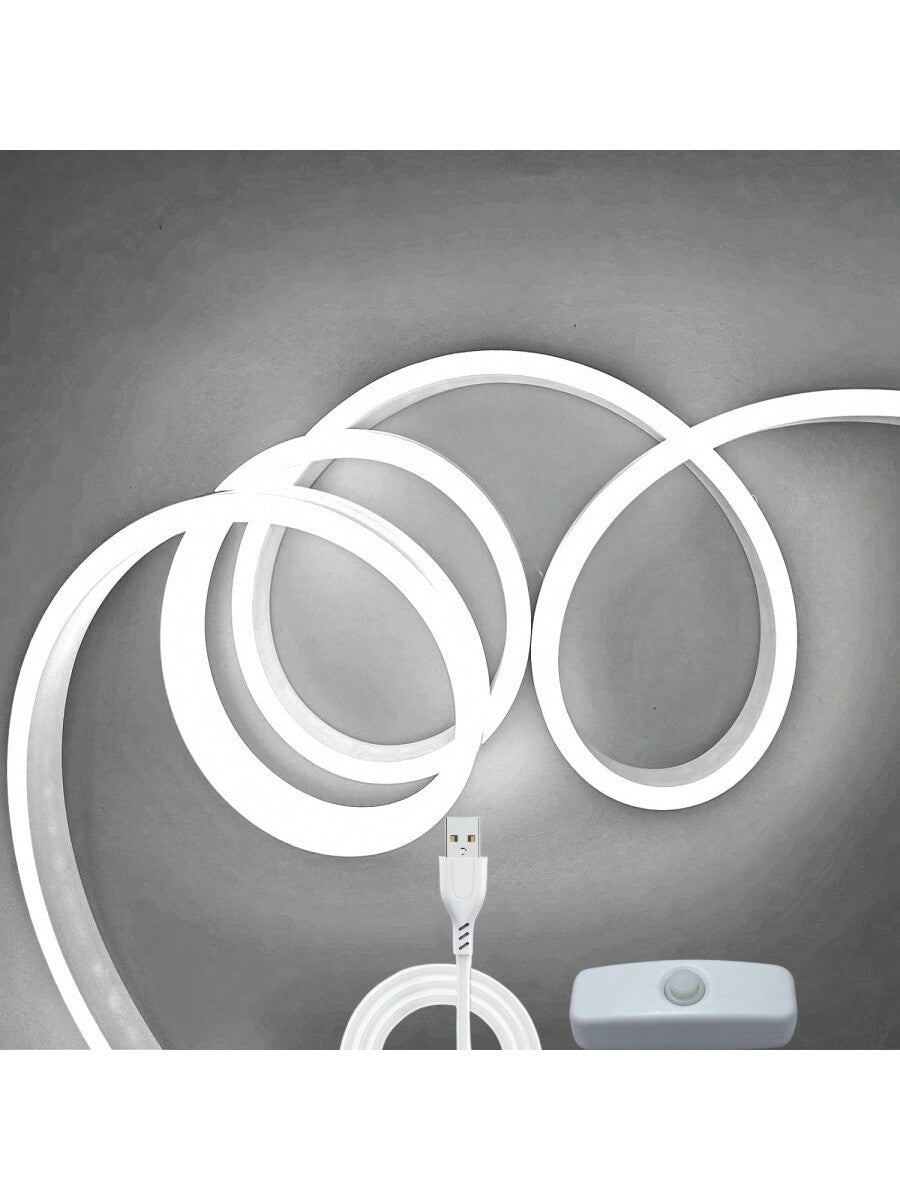 1Pc 5V Neon Flex Led Strip Light, 120 Smd2835 Led Waterproof Neon Rope Light, Ideal for Indoor or Outdoor Decoration, White