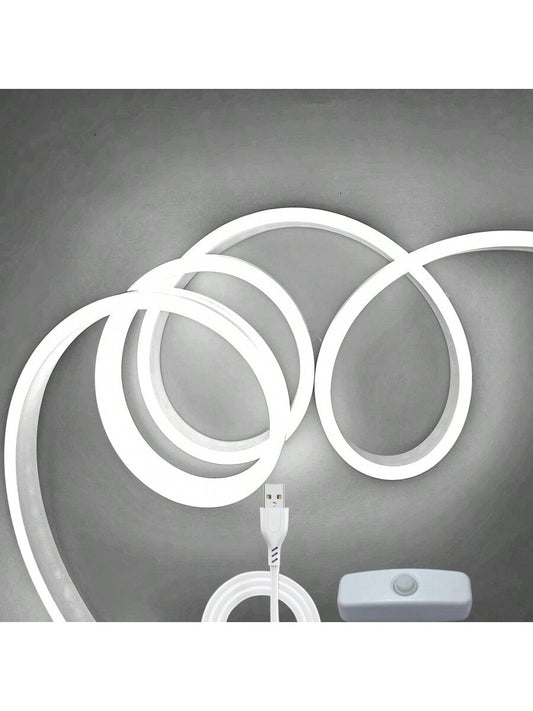 1Pc 5V Neon Flex Led Strip Light, 120 Smd2835 Led Waterproof Neon Rope Light, Ideal for Indoor or Outdoor Decoration, White