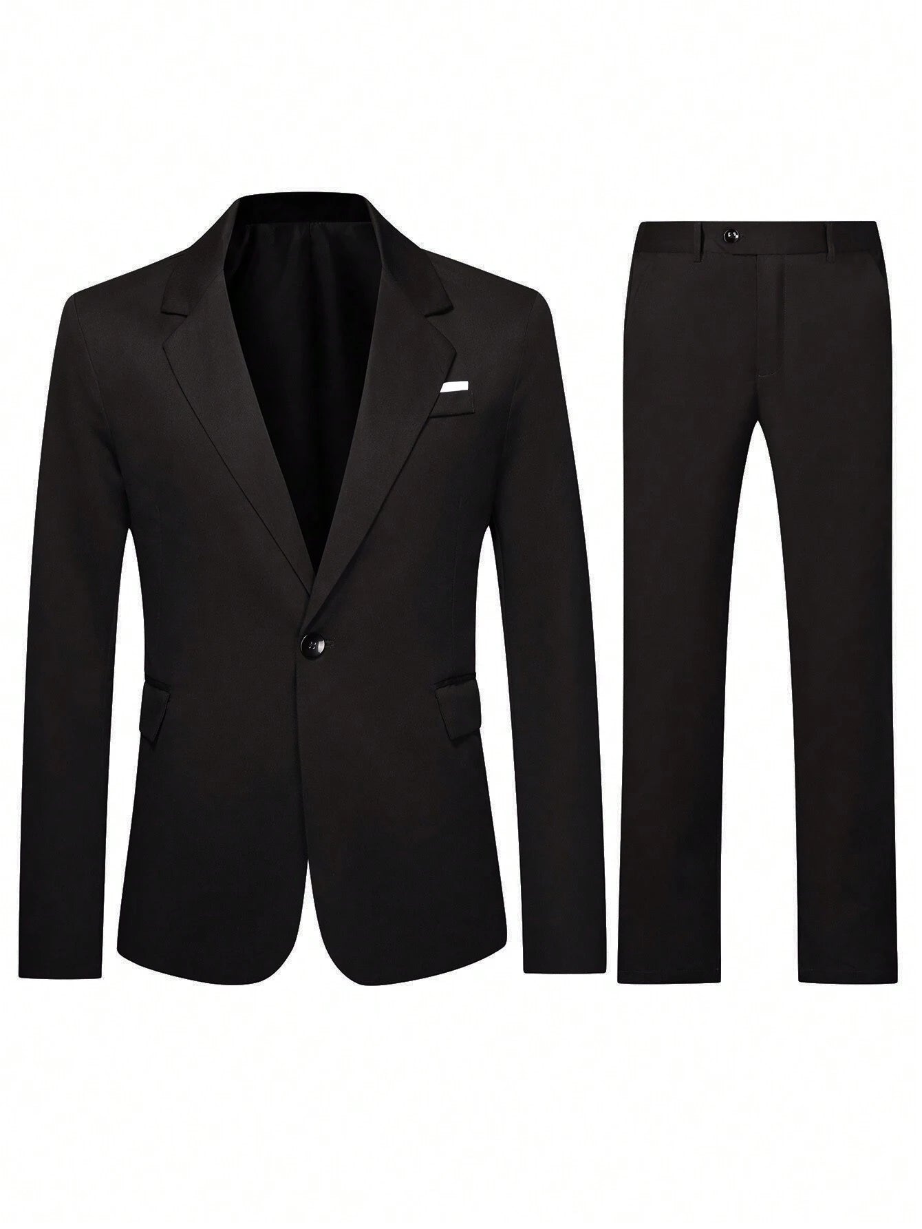 Manfinity Mode Men'S Single Button Work Wear Long Sleeve Suit Jacket and Trousers Set