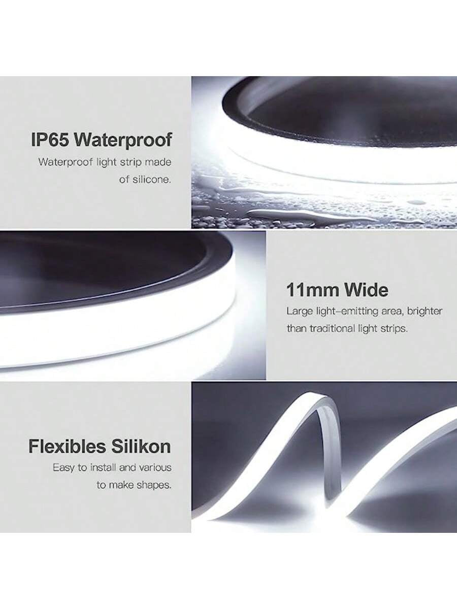 1Pc 5V Neon Flex Led Strip Light, 120 Smd2835 Led Waterproof Neon Rope Light, Ideal for Indoor or Outdoor Decoration, White