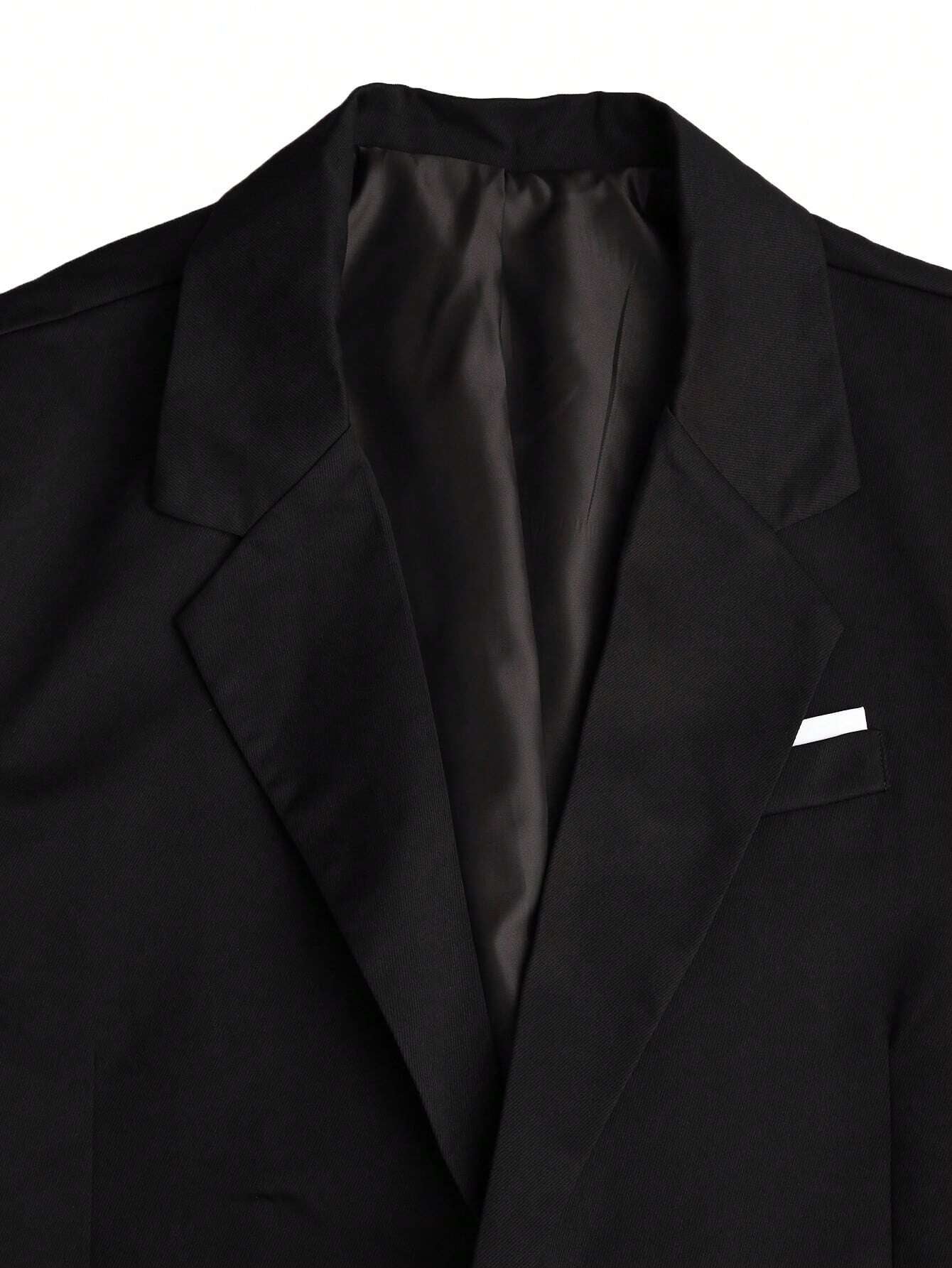 Manfinity Mode Men'S Single Button Work Wear Long Sleeve Suit Jacket and Trousers Set