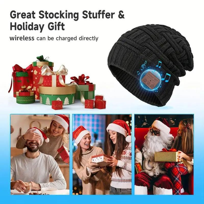 Wireless Music Hat, Chunky Knitted Hat Wireless Beanie Hat, Snow plus Velvet Warm Wireless Music Headphone Hat, Sports & Outdoor Hats