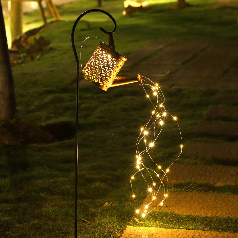 Solar Powered Flowing Water Kettle Light for Garden Decoration