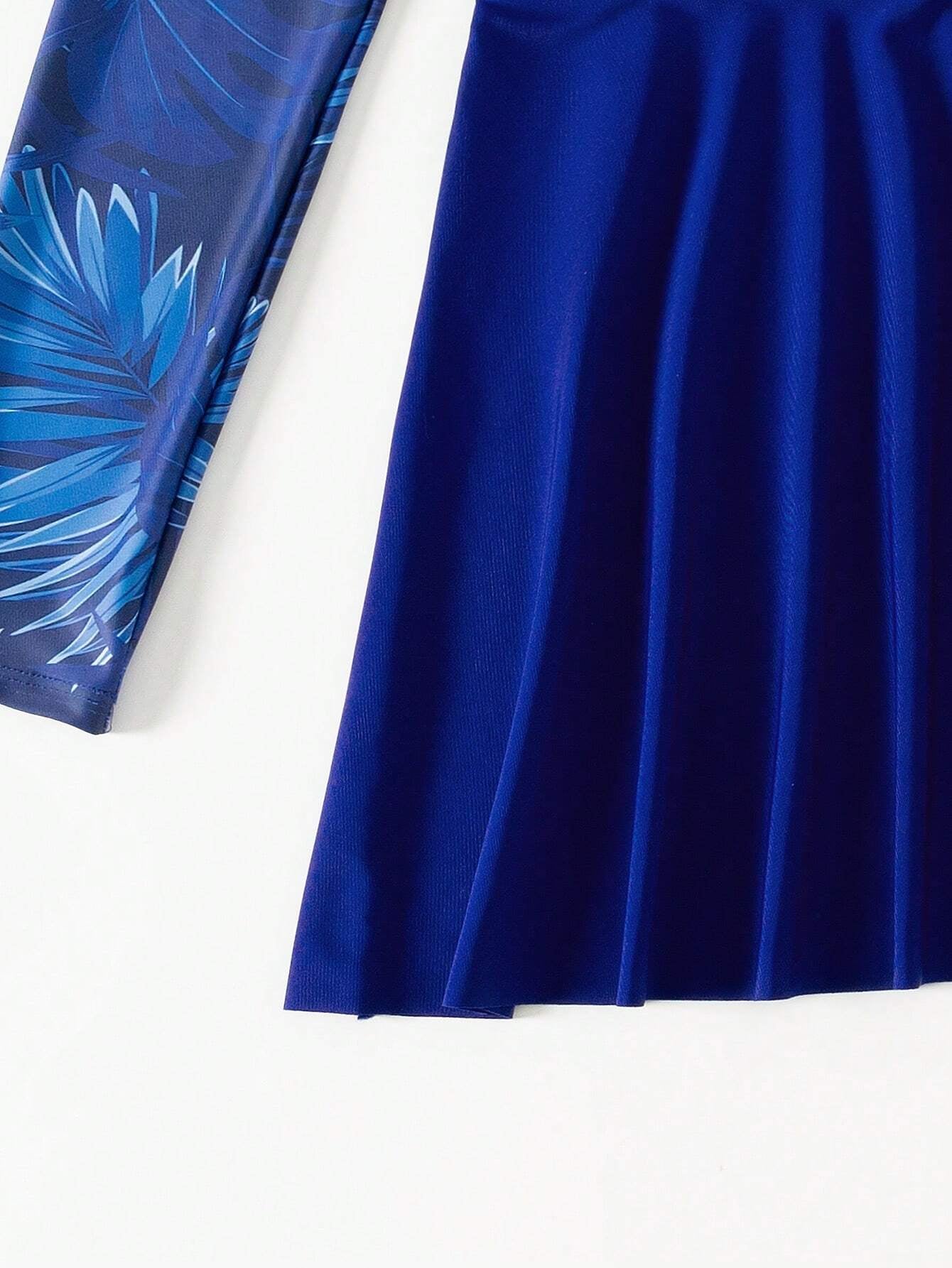 Swim Mulvari Women Summer Beach Contrast Tropical Print Holiday Long Sleeve Burkini Set Arabic Clothing